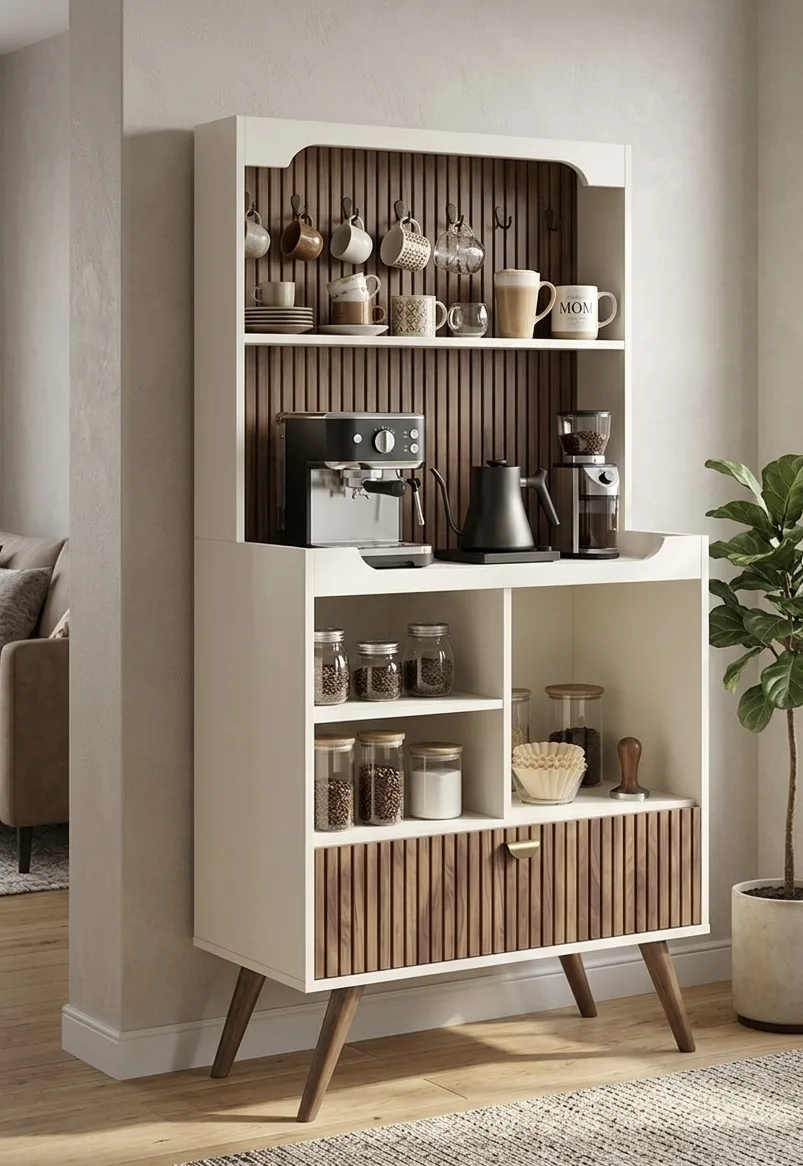 The BrewArc Minimalist Floating Coffee Station & Ledge Set