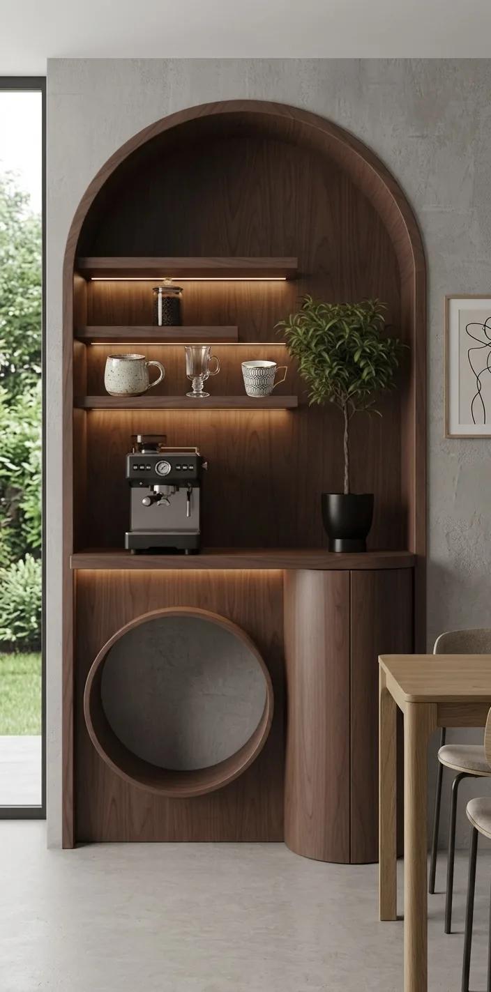 The BrewLine Architectural Backlit Floating Coffee Station & Ledge Set