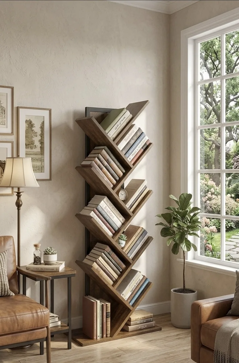 The Matrix Asymmetrical Geometric Bookcase & Display Cabinet
