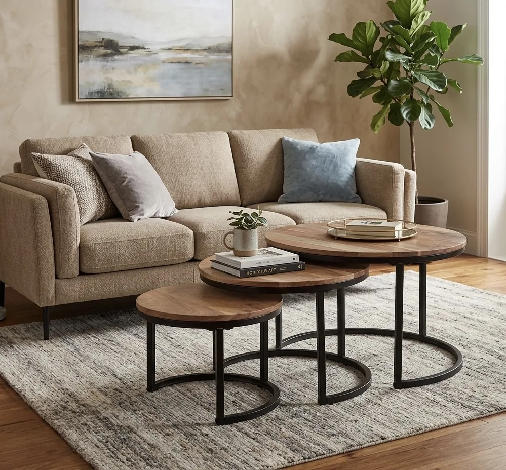 The Orion Industrial Nesting Side Table Trio