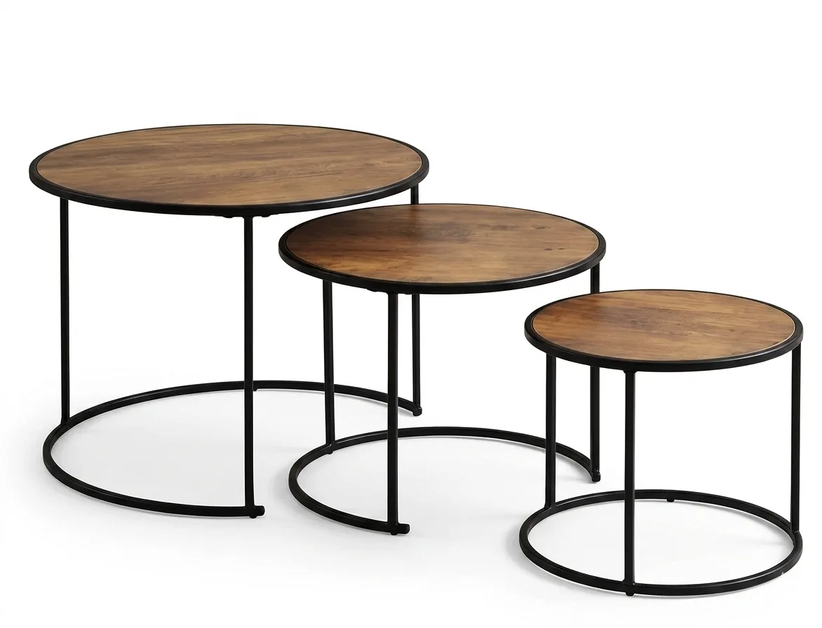 The Apex Minimalist Industrial Nesting Coffee Table Set