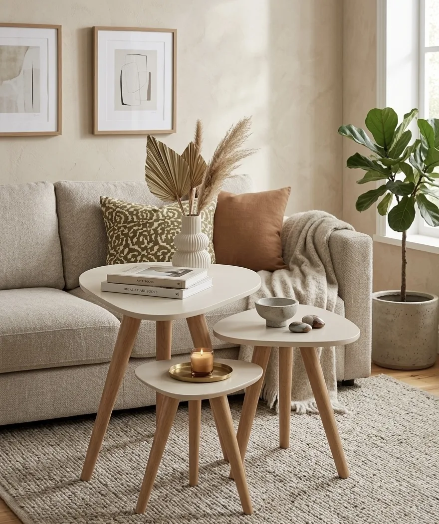 The Aurora Organic Pebble Nesting Table Trio