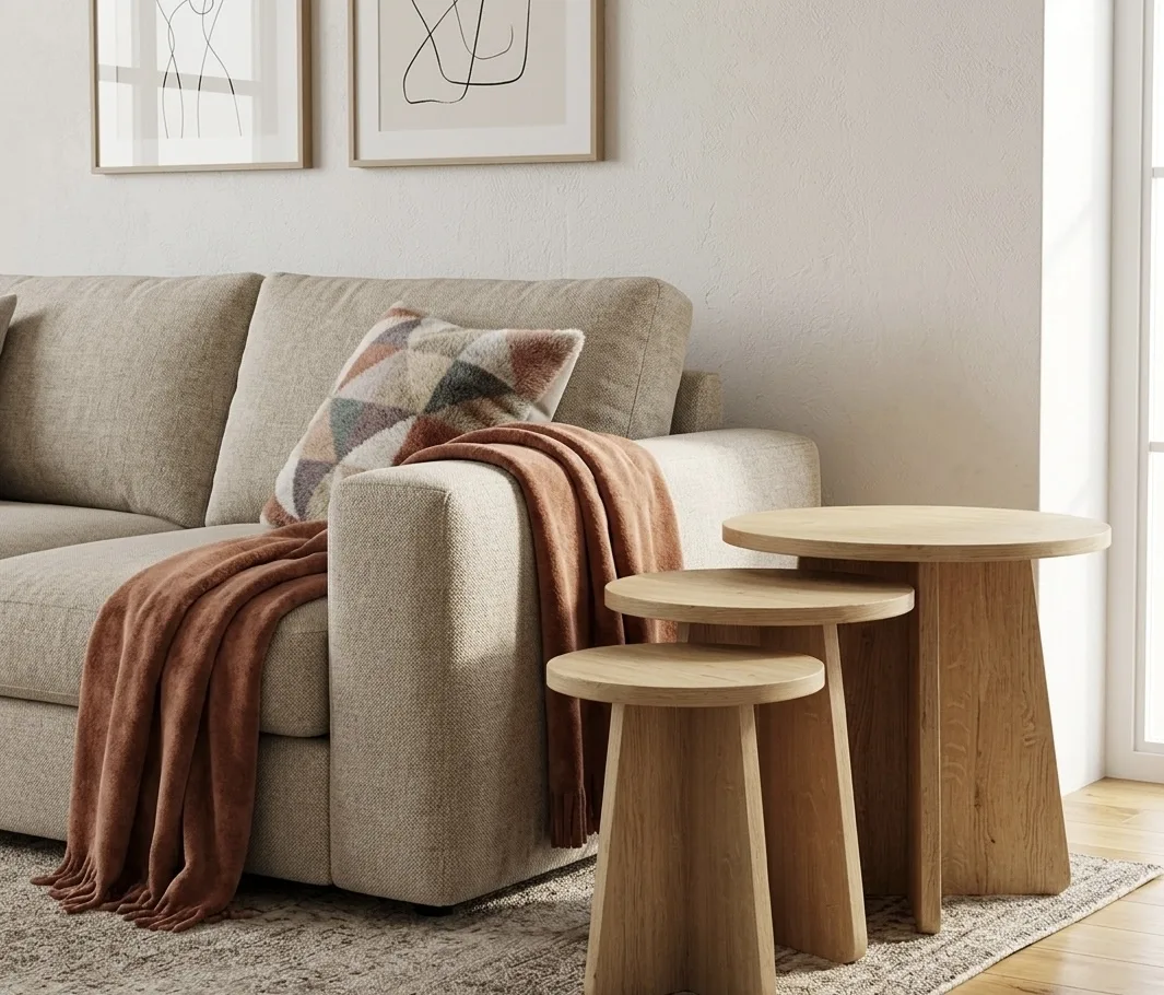The Koto Japandi Round Nesting Side Table Trio