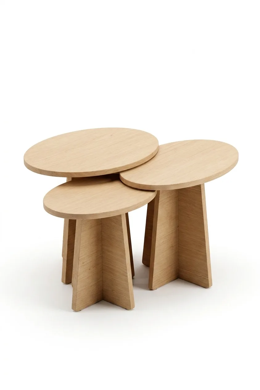 Japandi Oval Nesting Side Tables (Set of 3)