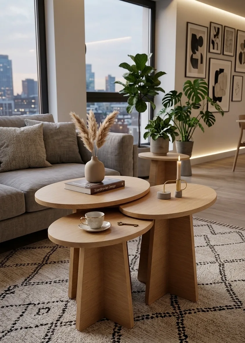 Japandi Oval Nesting Side Tables (Set of 3)