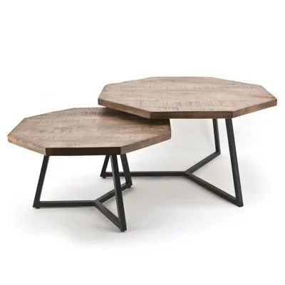 Industrial Octagonal Nesting Side Tables (Set of 2)
