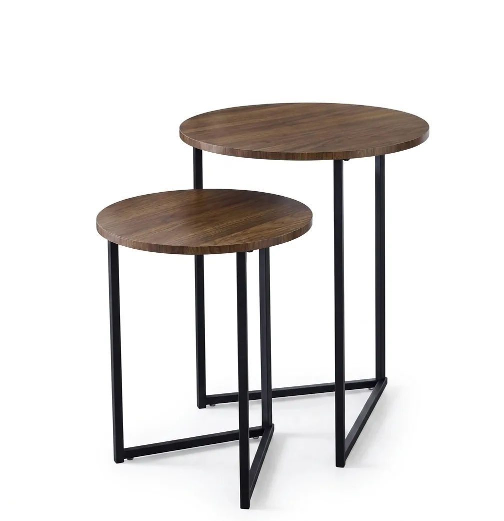 Industrial Minimalist Round Nesting Side Tables (Set of 2)