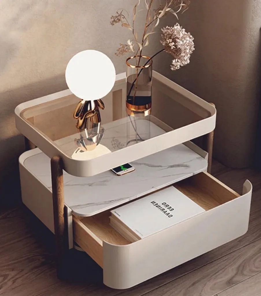 The Rounded Tiered Tray Bedside Nightstand ( Set of two )