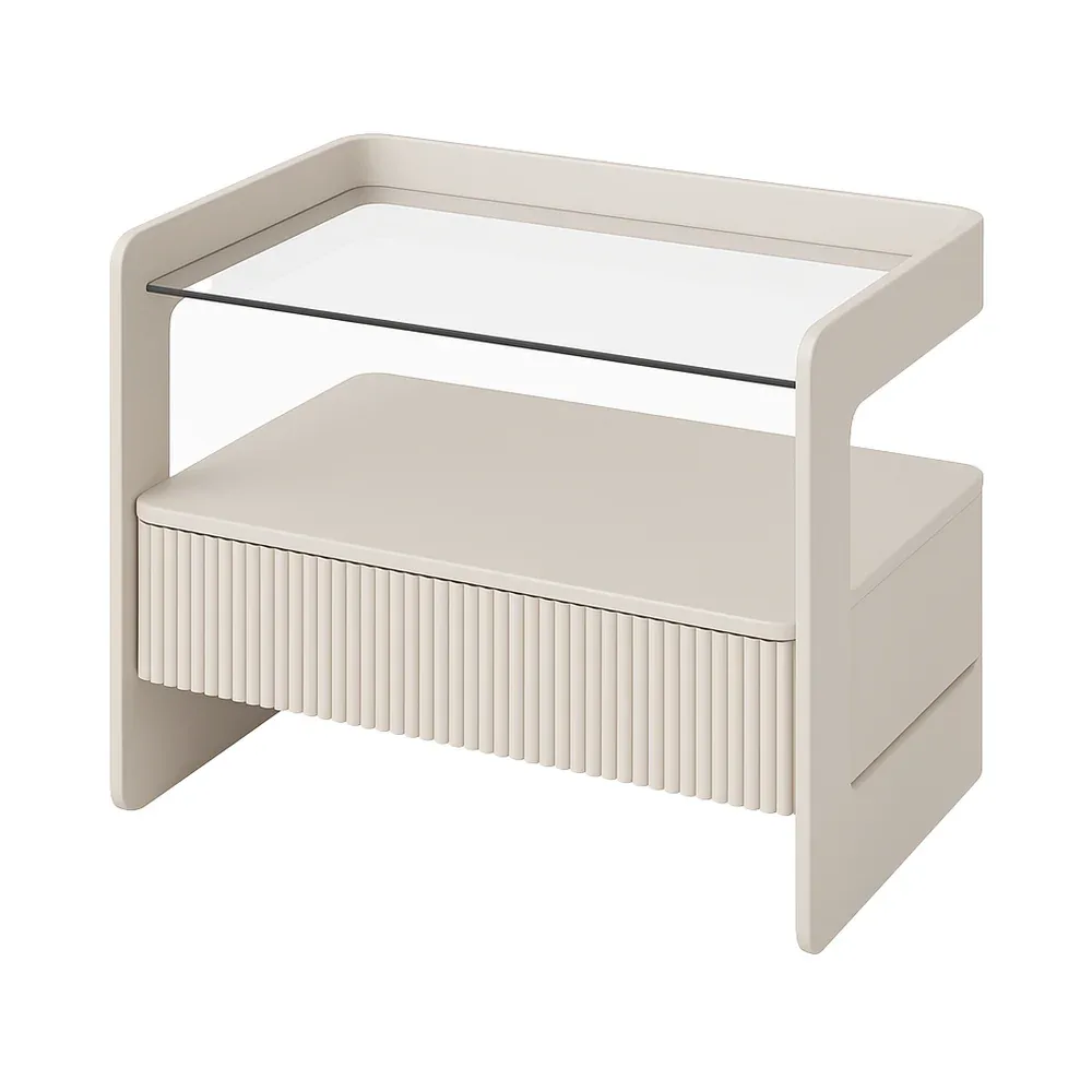 The Fluted Glass-Top Floating Nightstand ( Set of two )
