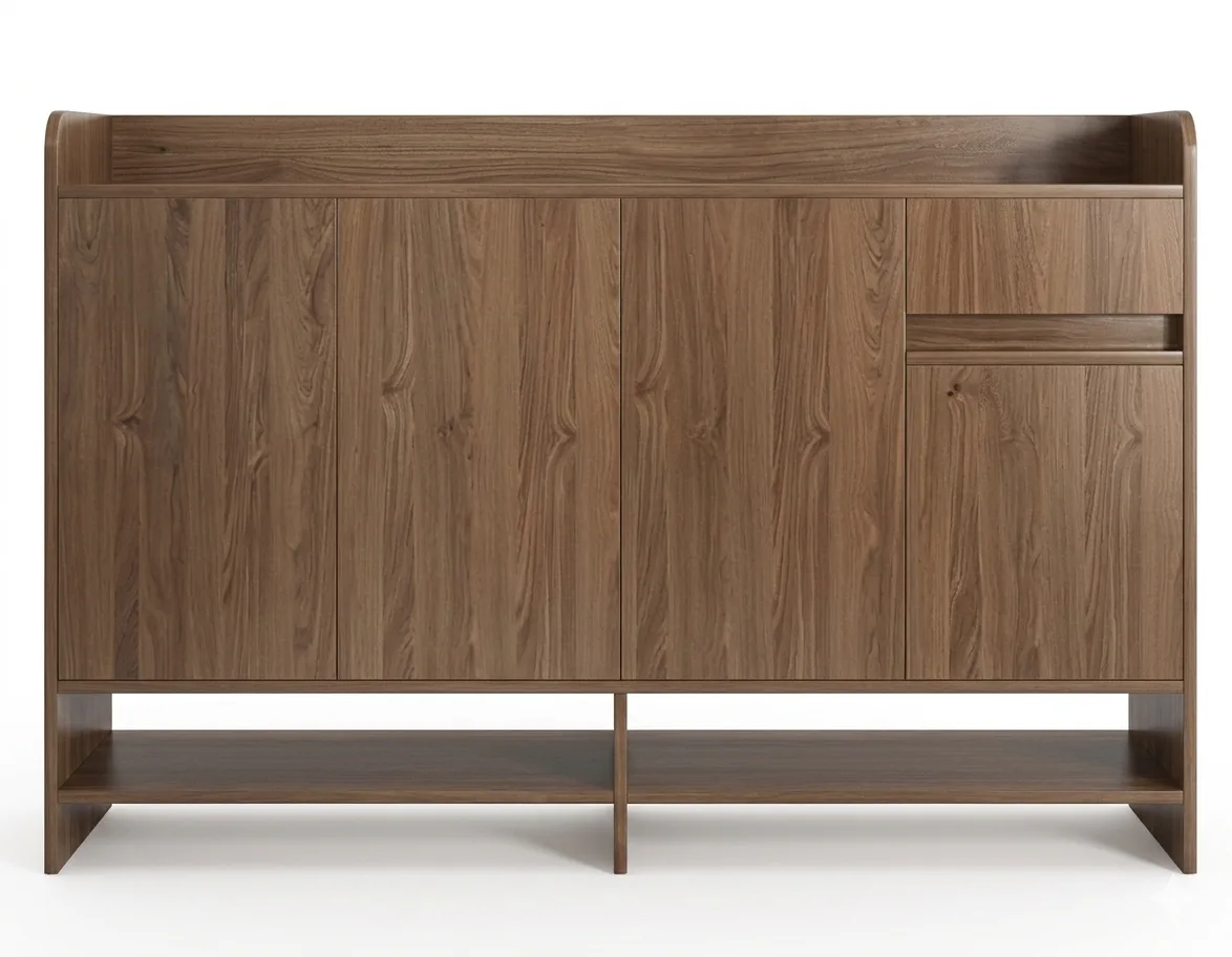 Executive Multi-Compartment Wooden Shoe Storage Credenza