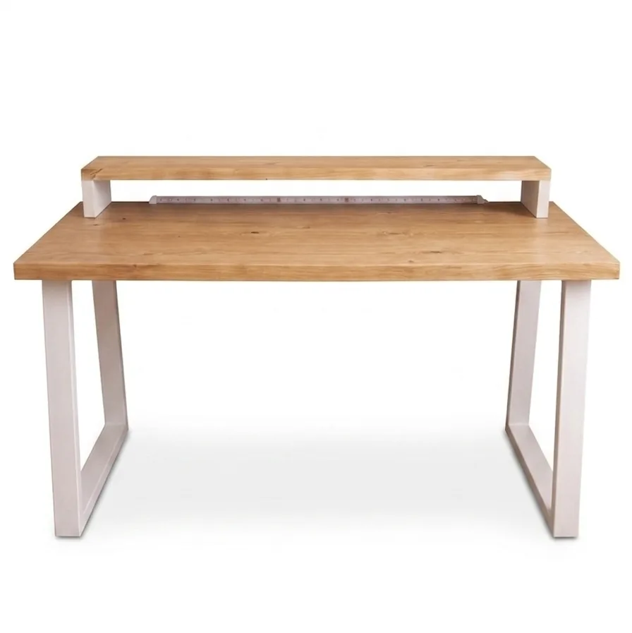 Modern Minimalist Office Desk with Integrated Monitor Riser & LED Ambient Lighting