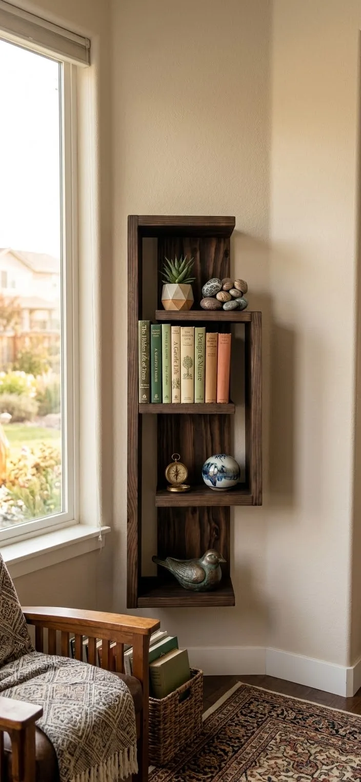 Modern Geometric Interlocking Wooden Floating Wall Shelf Unit