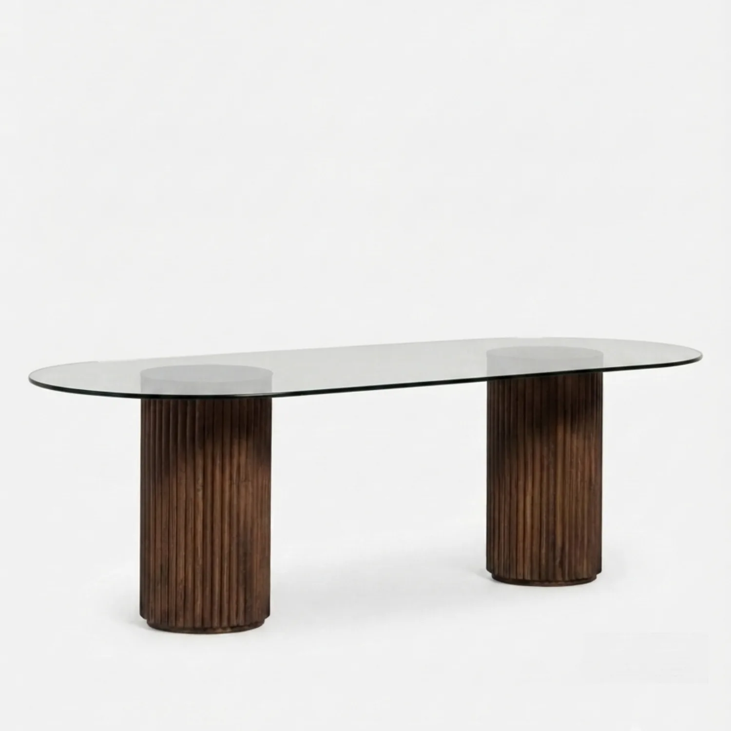 The Reeded 6 seat Glass Oval Dining Table