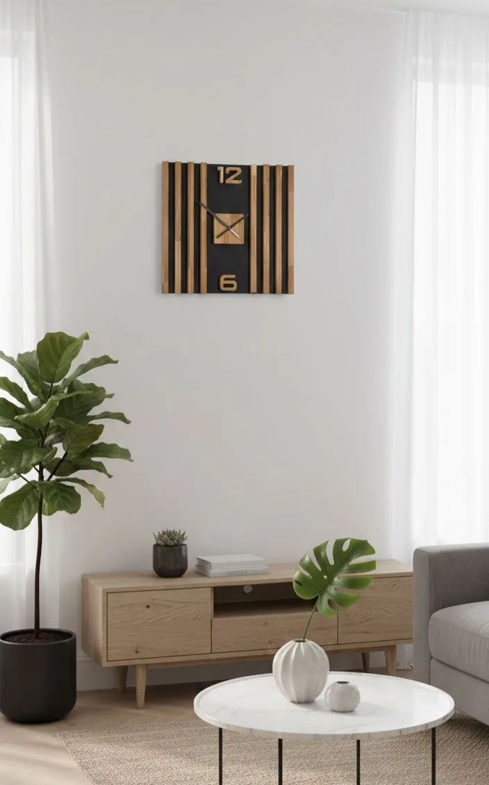 Vertical Wood Panel Wall Clock
