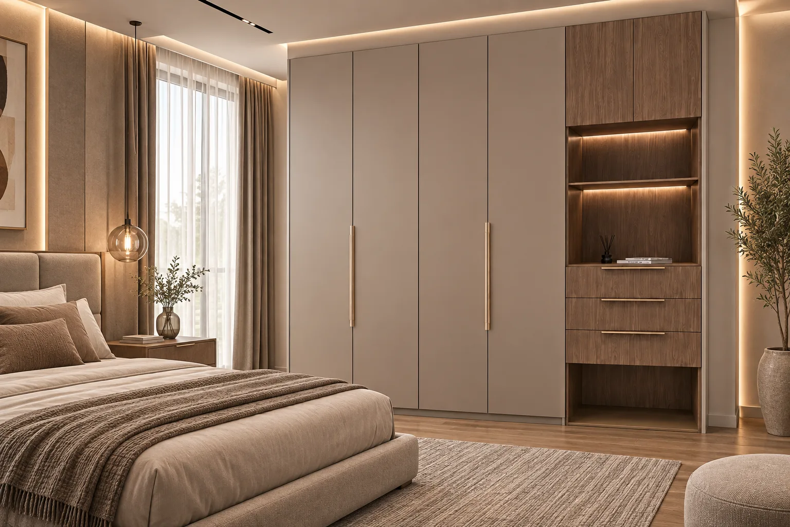 Aurora Wardrobe | 4-Door Wardrobe with Display Tower