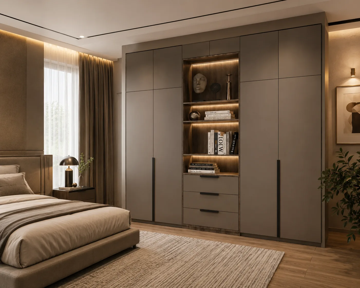 Eclipse Display Wardrobe | 4-Door Wardrobe with Illuminated Display Niche