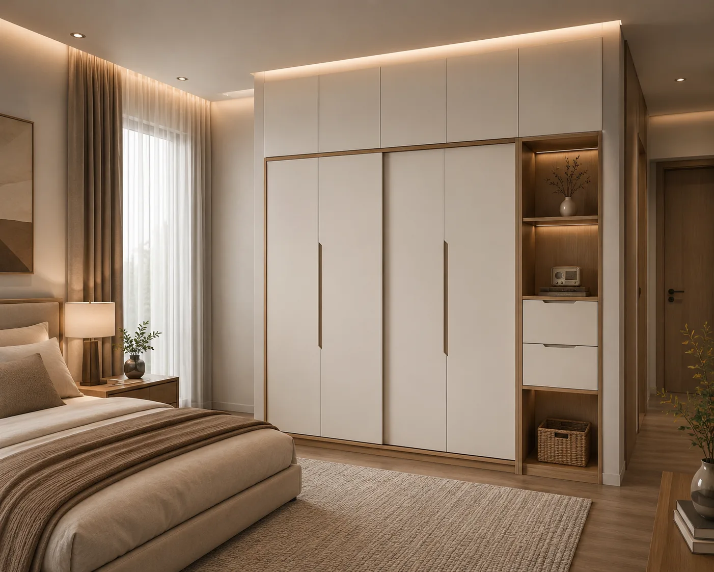 Nova Sliding Wardrobe | Floor-to-Ceiling Sliding Wardrobe with Display Tower