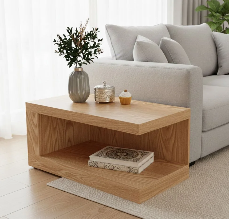 The Block Cantilever – Modern Low-Profile Open Storage Coffee Table