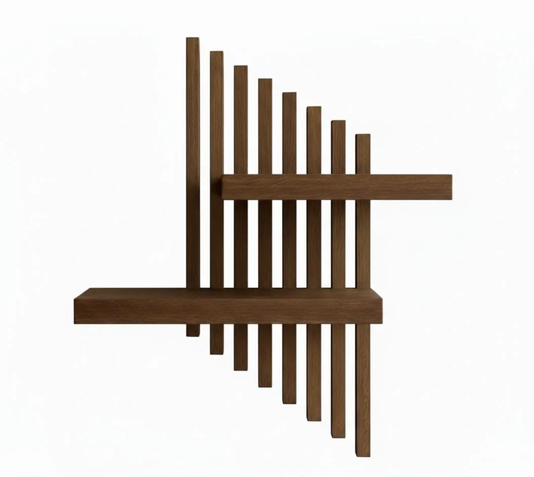 Rhythmic Slatted Floating Shelf