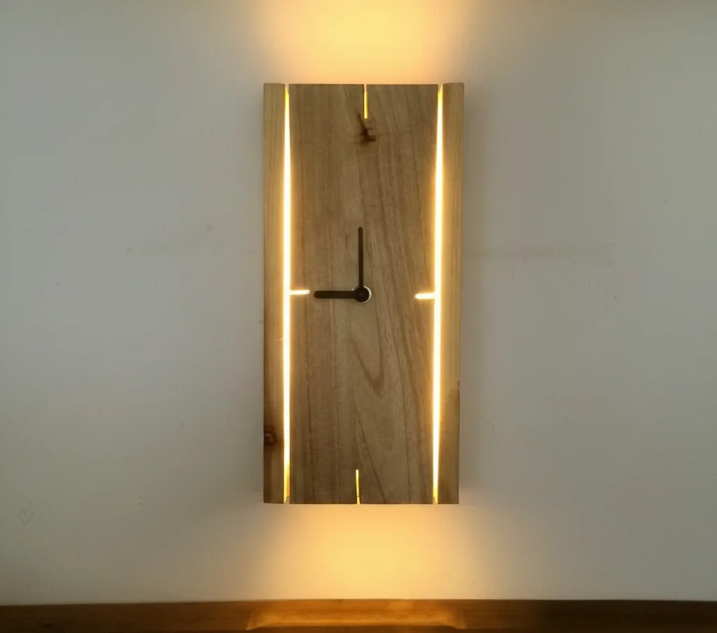 Luminous Timber Slat Clock