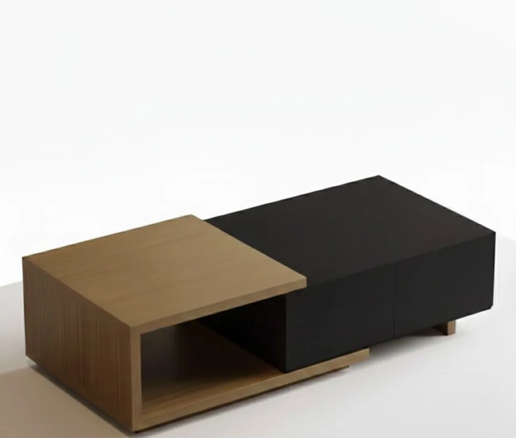 Linear Interlock Coffee Table – Modern Dual-Tone Media Center