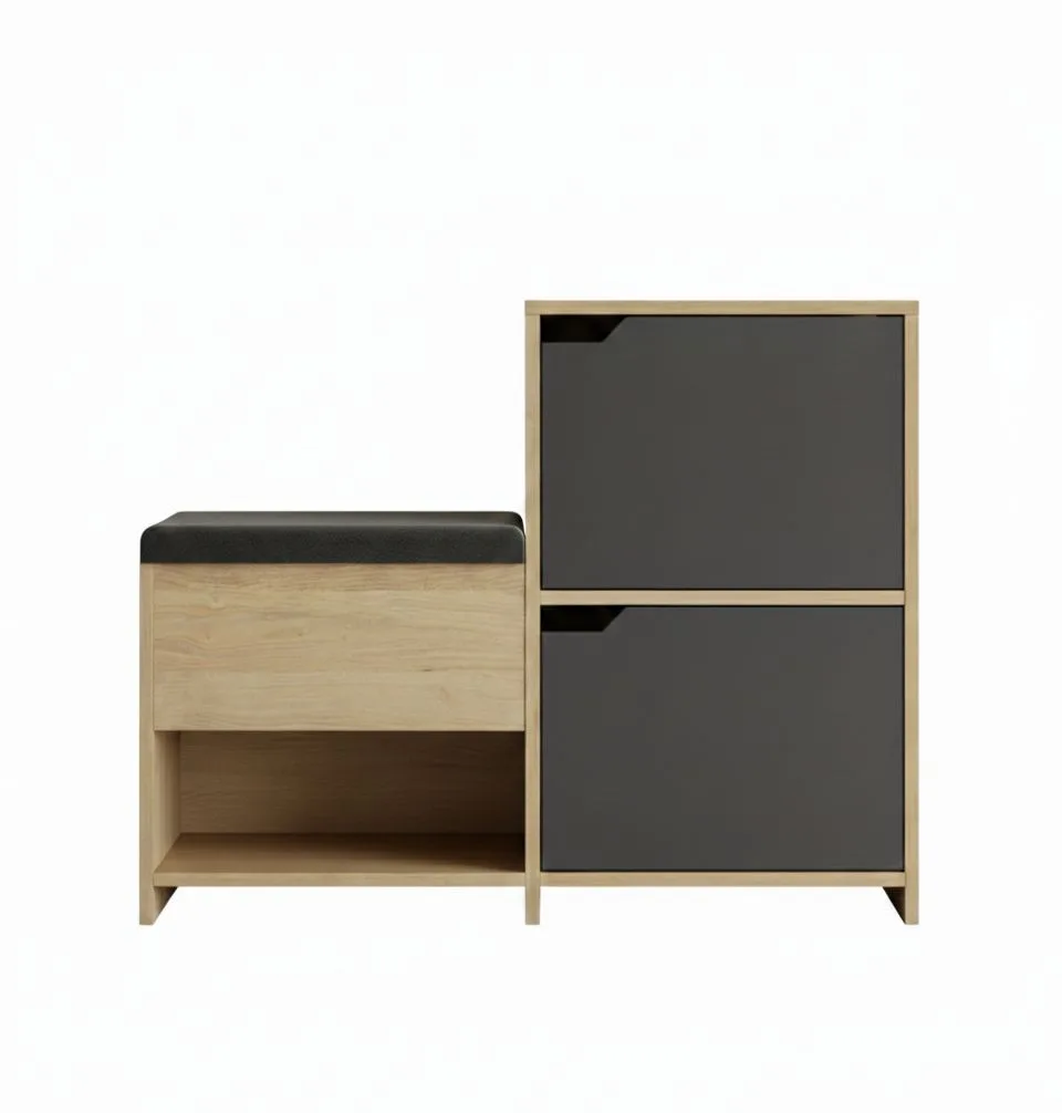 Urban Step Shoe Cabinet & Entryway Bench with Padded Seating
